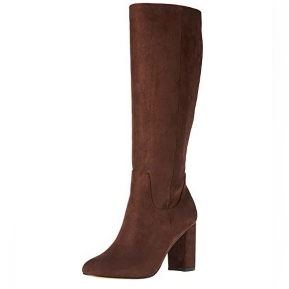 The Drop Shoes - Bayonne Faux Suede Knee-High Boots in Coffee Bean
